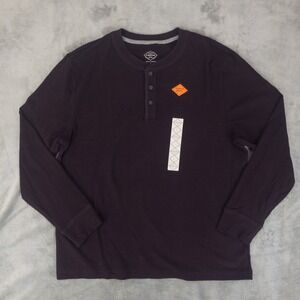 St Johns Bay Legacy Long Sleeve Henley Mens Large Purple Soft 100% Cotton New